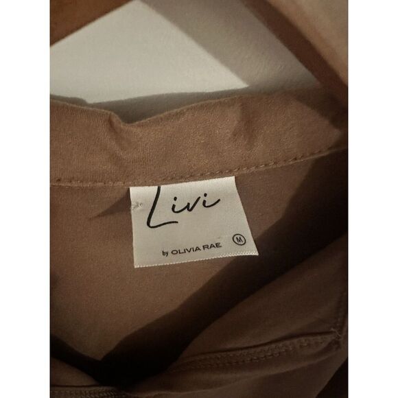 Livi by Olivia Rae Brown Ribbed V Neck Crop Top Long sleeve Size Medium - Picture 2 of 3